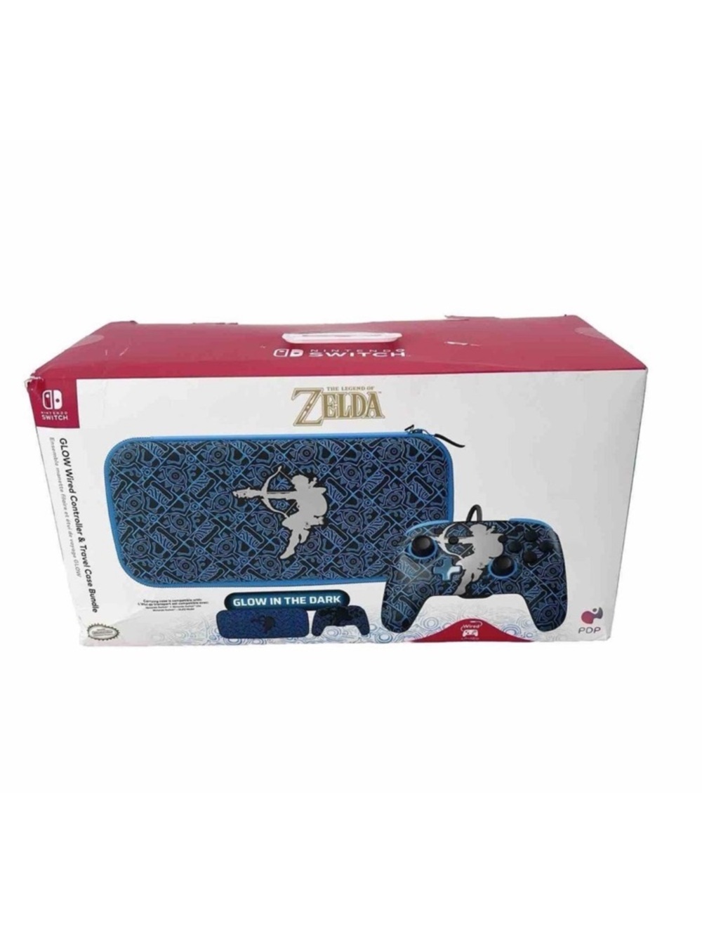 Nintendo Switch PDP REMATCH Zelda GLOW Controller & Travel Case Bundle